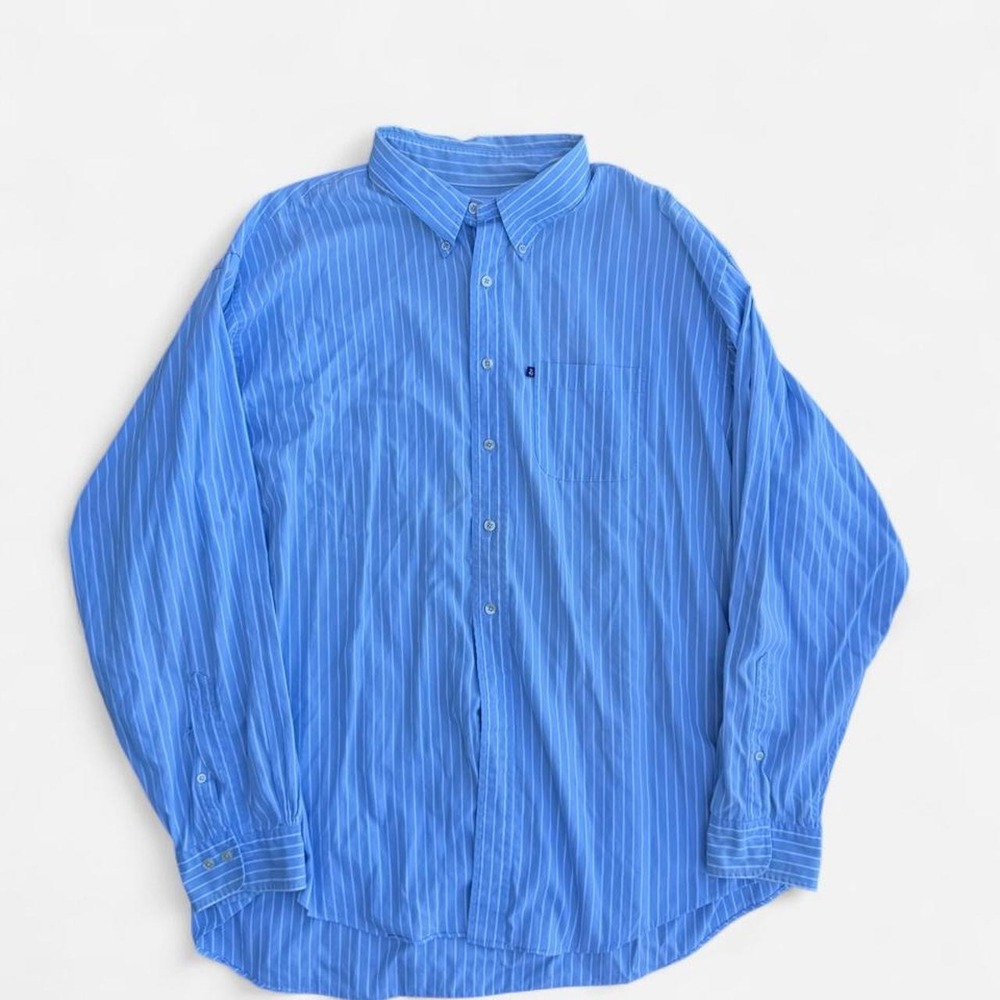 Brooks Brothers 346 Mens XXL Blue Striped Oxford Button Up Shirt Long Sleeve